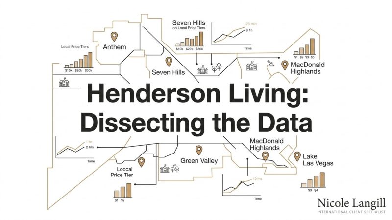 Map of Henderson Nevada living areas like Anthem, Seven Hills, and Green Valley, with price tier graphs.